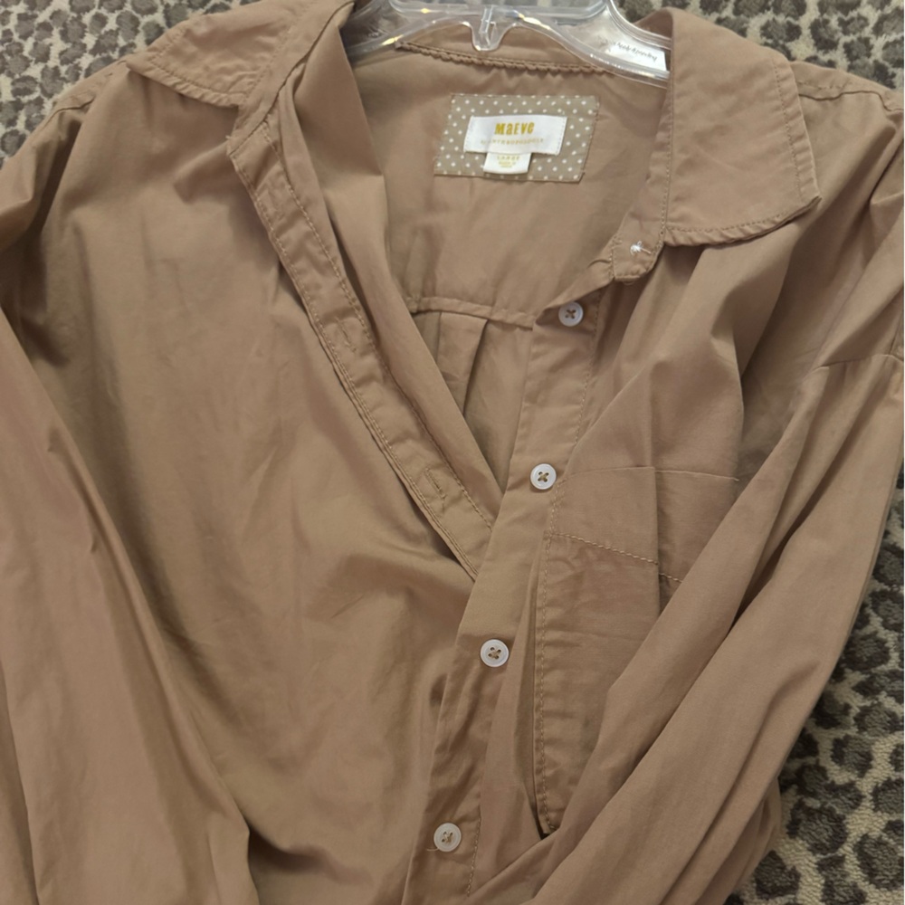 Maeve Beige Polka Dot Detail Shirt